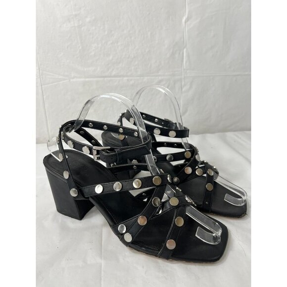 ASOS DESIGN Womens Harlow studded blocked heeled sandals in black US SIZE 7 - Picture 2 of 12